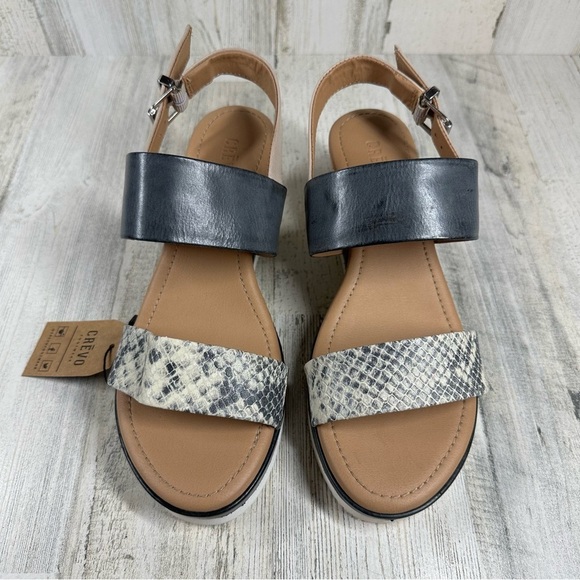 New Crevo Vickee Cork Sling Back Wedge Heel Sandal in Snake #118 - Picture 5 of 12